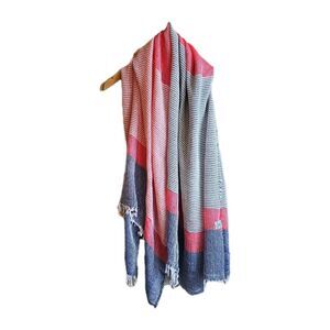 Barbour Unisex Woven Scarf Lightweight Summer Beach Red White Blue Patriotic